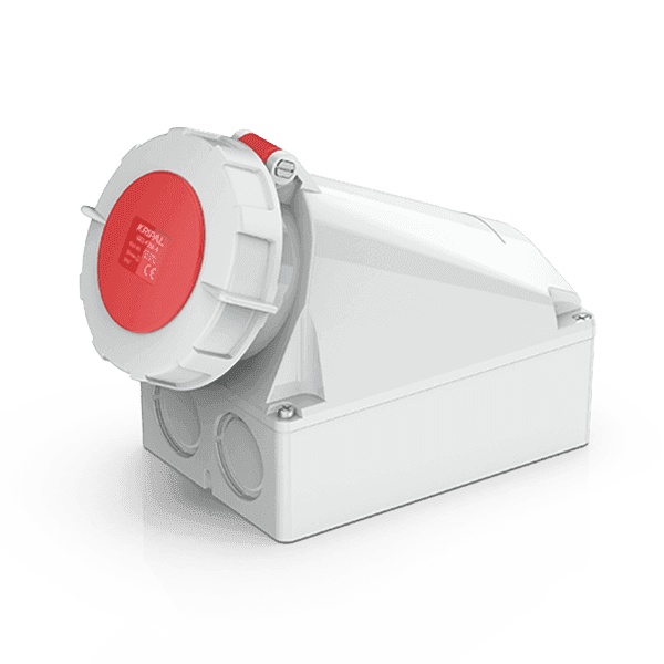 Surface Mounted Industrial Socket Outlet 63A 5P 400V IP67 – 6H UKS-F356-6 Kripal