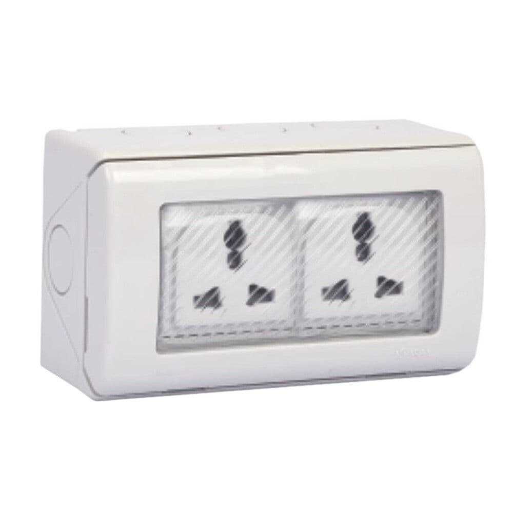 Weather proof Multi  Socket Outlet 2G  15A 250V IP55 UKW-2DS Kripal