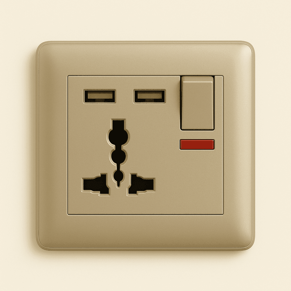 Socket Switch Single USB - 13A (Grey)