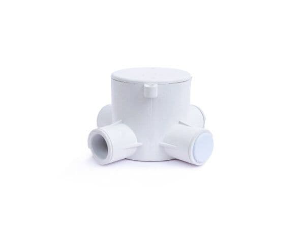 Deep junction box 4way 65mm PVC white 25mm