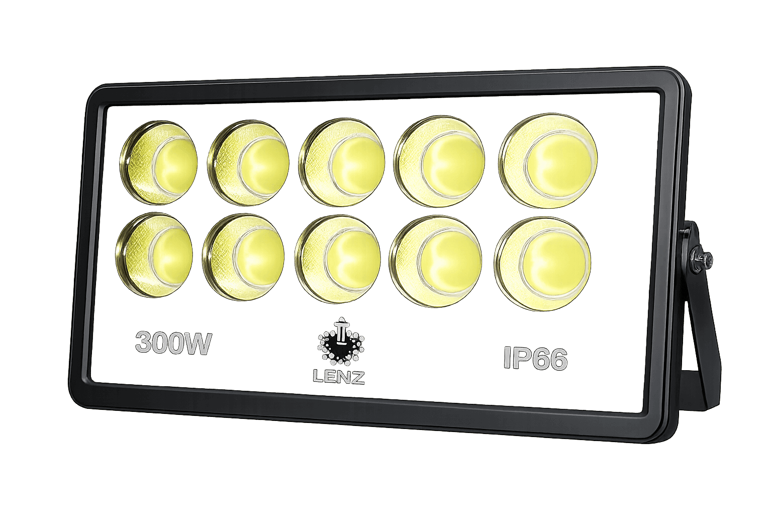 LED Flood Light 220V Daylight 300W IP67 (Slim)Black LENZ