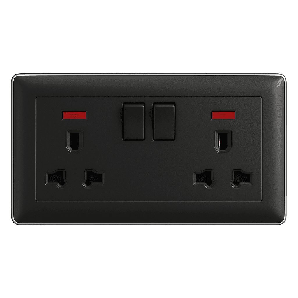 Socket Switch Double - 13A (Black)